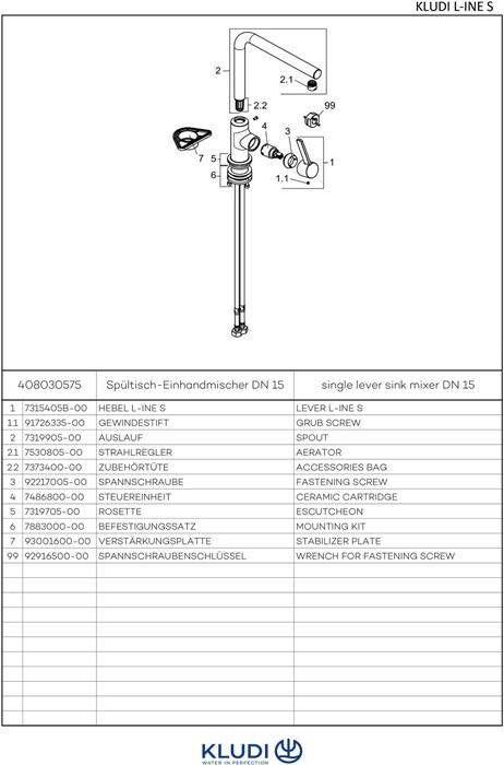 Produktbild Kludi L-INE S Spültisch-Einhandmischer DN 15