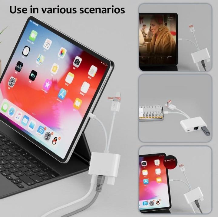 Image du produit PowerGuard DualHeadConnect USB-C/USB-A Lightning USB Ethernet & Charge-In (USB-A, USB-C, Lightning)