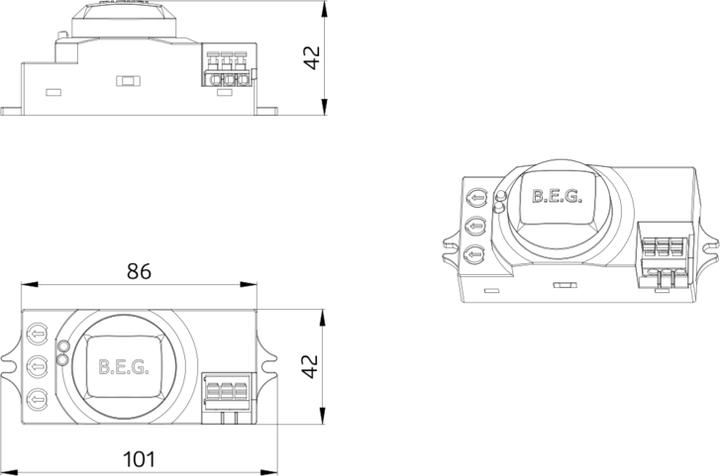Produktbild BEG Hochfrequenz-Melder 94417 HF-MD1 ESL Radar-Bewegungsmelder, ws (8 m)