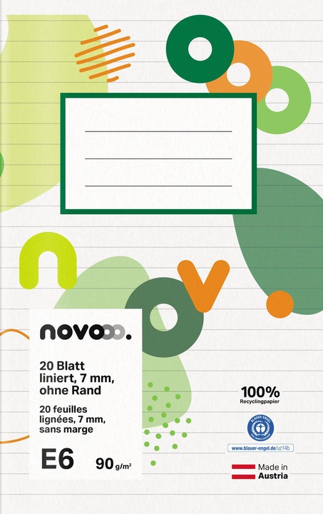 Novooo Schulheft E6 (E6, Liniert)