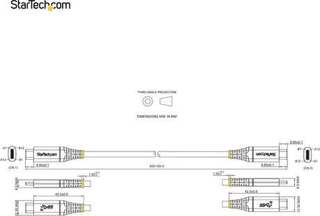 Actual product image StarTech com USB31CCV50CM, 0.5 m, USB C, USB C, USB 3.2 Gen 2 (3.1 Gen 2), 10000 Mbit/s, Grey, Black (0.50 m, 100 W)