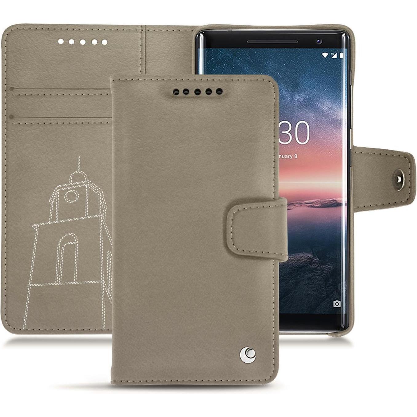 Noreve Lederschutzhülle Wallet (Nokia 8 Sirocco), Smartphone Hülle, Beige