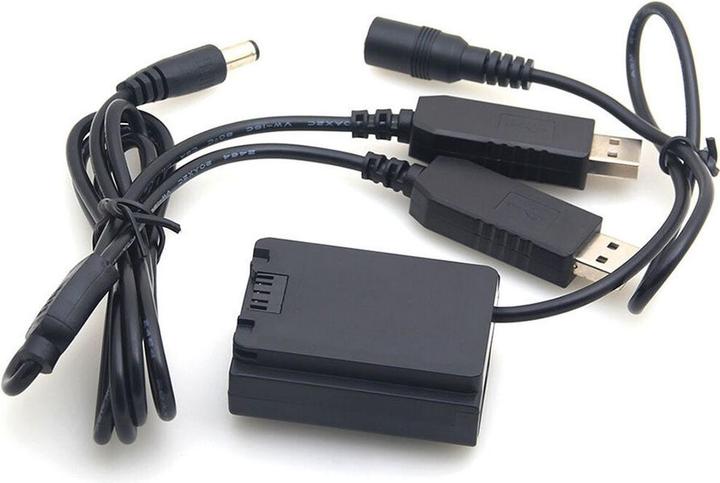 Produktbild Caruba Sony NP FZ100 Volldecodierung Dummy Akku + 5V 2A duales USB Kabel (Kamera Akku)