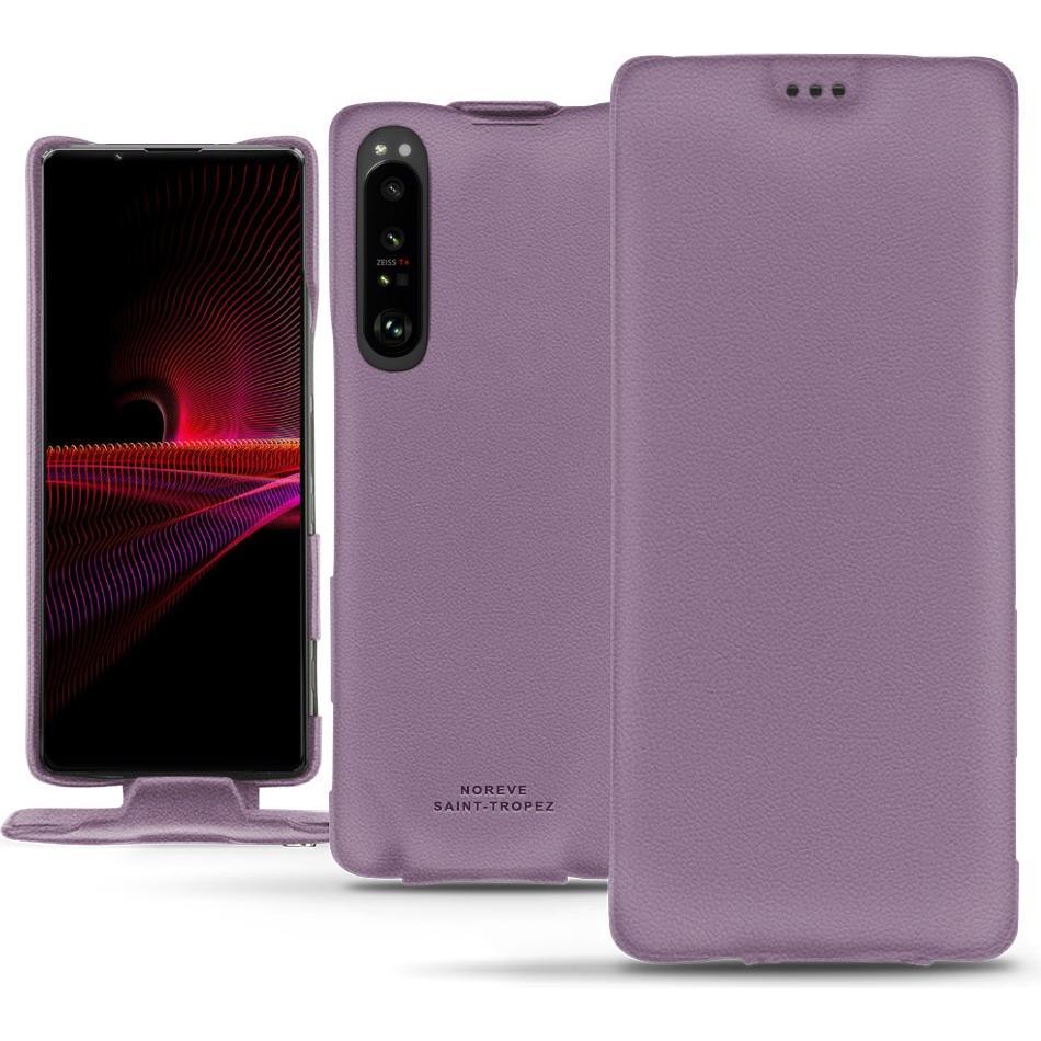 Noreve Lederschutzhülle vertikal (Sony Xperia 1 III), Smartphone Hülle, Violett