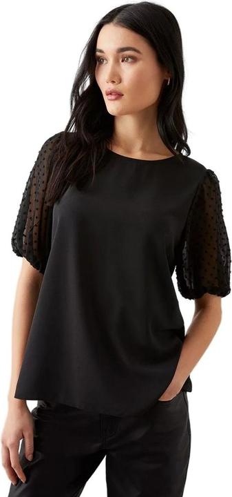 Actual product image Dorothy Perkins Dobby polka dot chiffon contrast sleeve blouse (44)