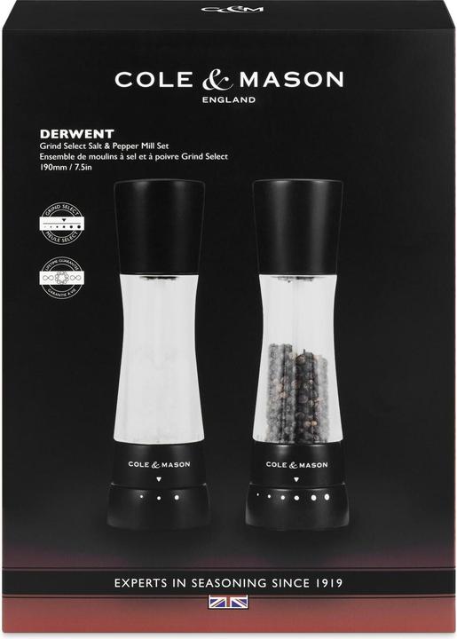 Produktbild Cole & Mason Cole&Mason Salz- und Pfeffermühle Derwent 19 cm, Schwarz matt (Pfeffer, Salz)