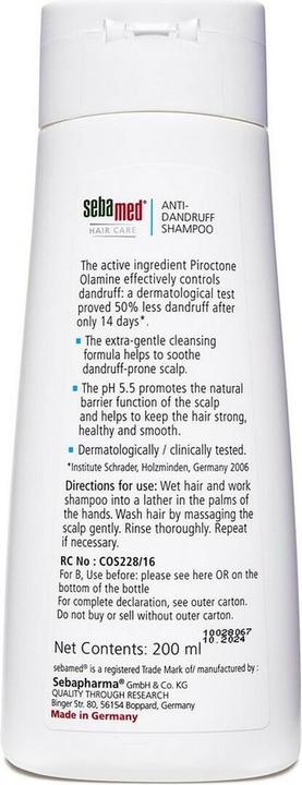 Actual product image Sebamed Dermatological Shampoo 200ml (Lice shampoo, 200 ml)