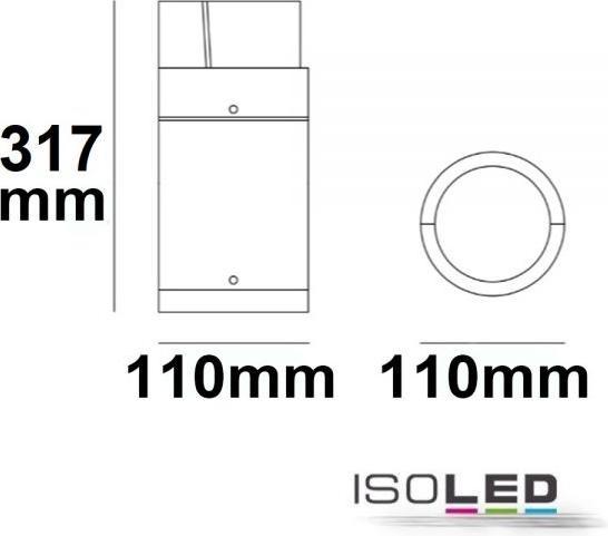 Image du produit Isoled Borne d'éclairage LED Type3, 30cm, 6W, noir sable, blanc chaud (430 lm, IP54)