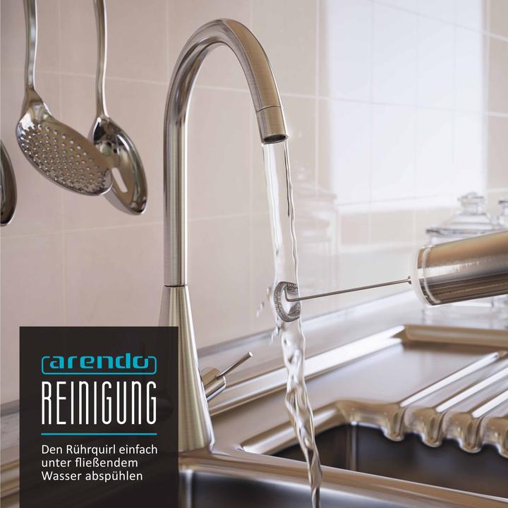 Produktbild Arendo Milchaufschäumer, batteriebetrieben, kompakter Edelstahl Stab Handmilchaufschäumer mit 13000 U/min