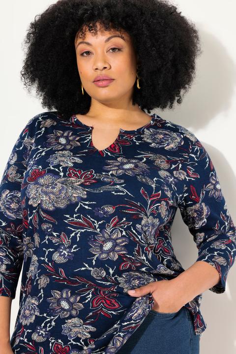 Actual product image Ulla Popken Paisley Split Neck Knit Tunic (58)