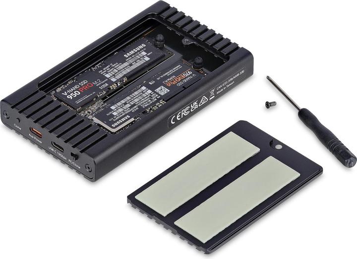 Produktbild StarTech .com 2M2DC-NVME-ENCLOSURE, SSD-Gehäuse, M.2, M.2, 10 Gbit/s, USB Anschluss, Schwarz (M.2)