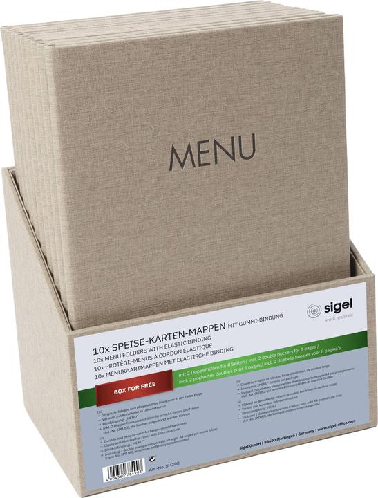 Actual product image Sigel Menu Folder with elastic binding..., blind debossing: MENU, with 2 double transparent pockets for 8