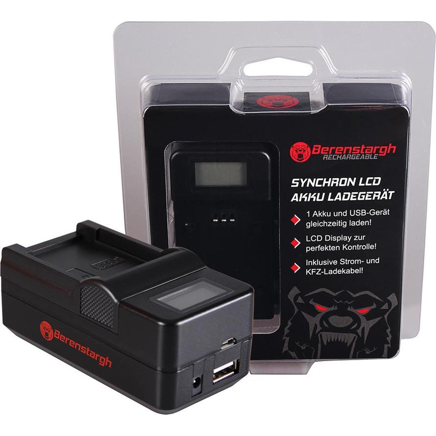 Berenstargh Synchron USB Ladegerät f. Casio NP-20 Exilim EXM1 EX-M1 EXM2 EX-M2 EXM20 EX-M20 EXS1 (Caricabatterie senza batteria), Caricabatterie