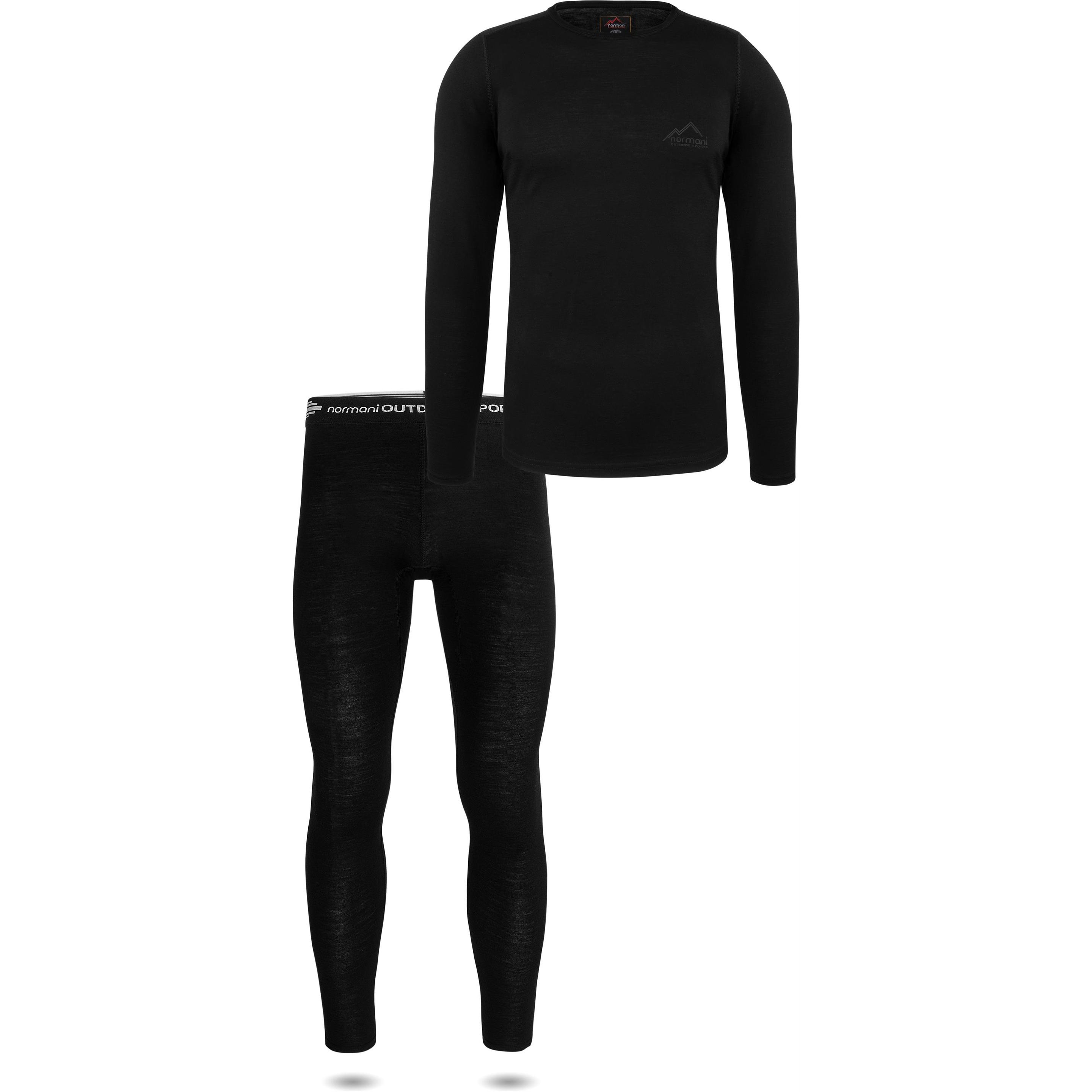 Normani, Herren, Funktionsshirt, Herren Merino Unterwäsche-Set Melbourne/Sydney - 9127 (6XL), Schwarz, 6XL