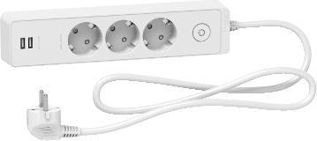 Actual product image Schneider EXTENSION CORD 3 G+ 2USB 2.4 A 1.5M W (3 x, CEE 7/3, 1.50 m)