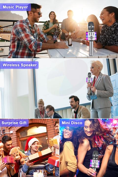 Actual product image Bonaok Kabelloses Bluetooth-Mikrofon mit LED-Lichtern