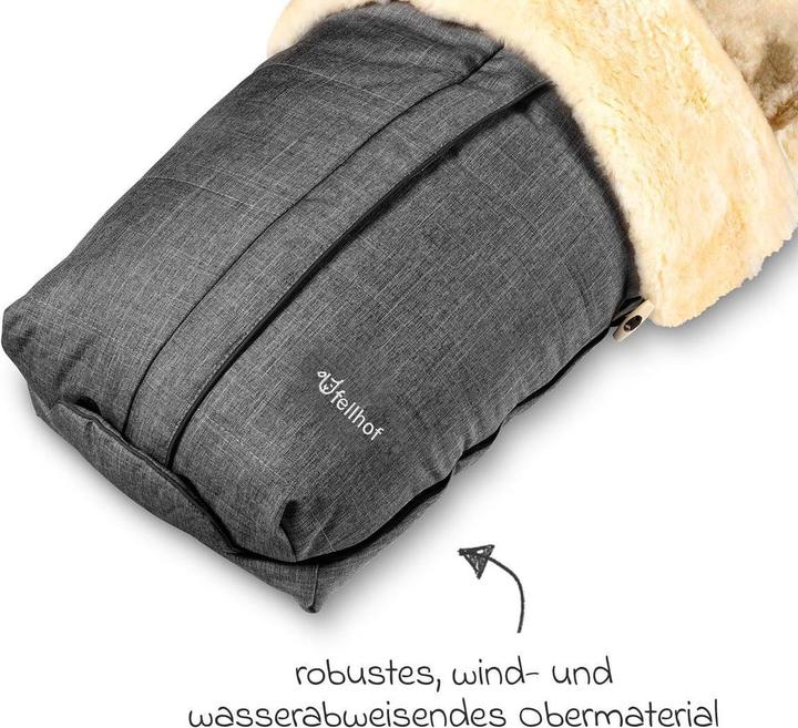 Actual product image Fellhof Lambskin fur bag - Cortina - for strollers, graphite melange