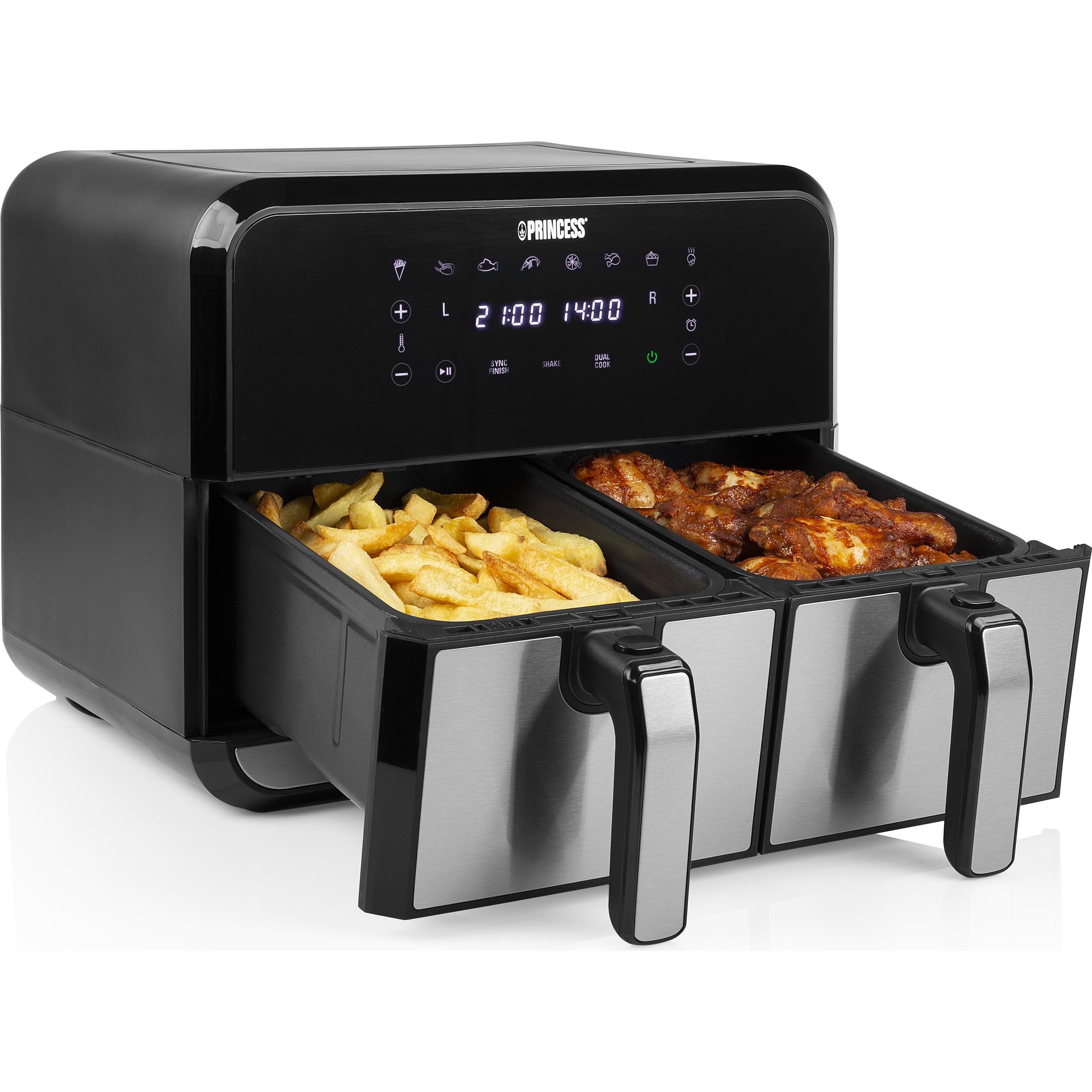 Thumbnail - Princess Double Basket Aerofryer Heissluftfritteuse, Fritteuse, Schwarz