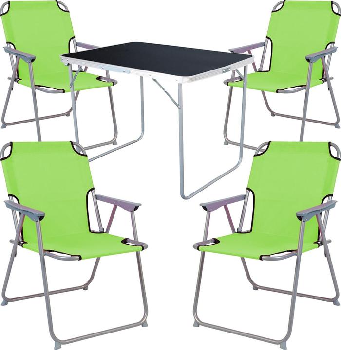 Produktbild Mojawo 5-tlg Camping Set Gartenmöbel Campingtisch + 4 Campingstuhl Klappstuhl Lime Grün (80 x 60 x 68 cm)