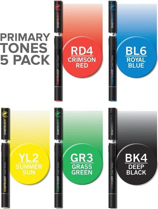 Image du produit Chameleon Pinceau d'aquarelle pour les couleurs primaires, 5 pièces (5x)