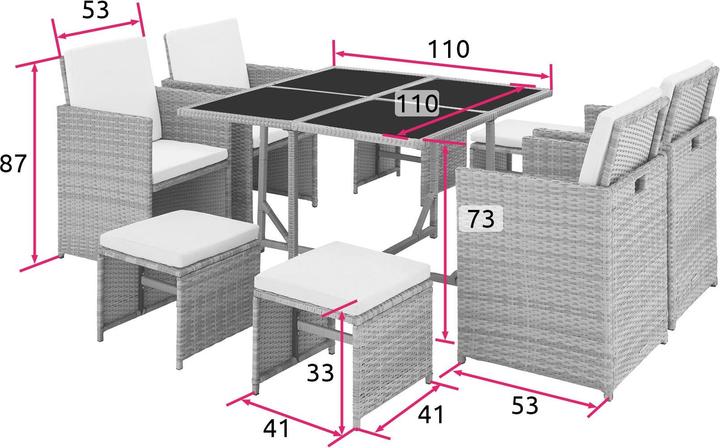 Actual product image tectake Rattan garden furniture set Bilbao 4+4+1 with protective cover, variant 2