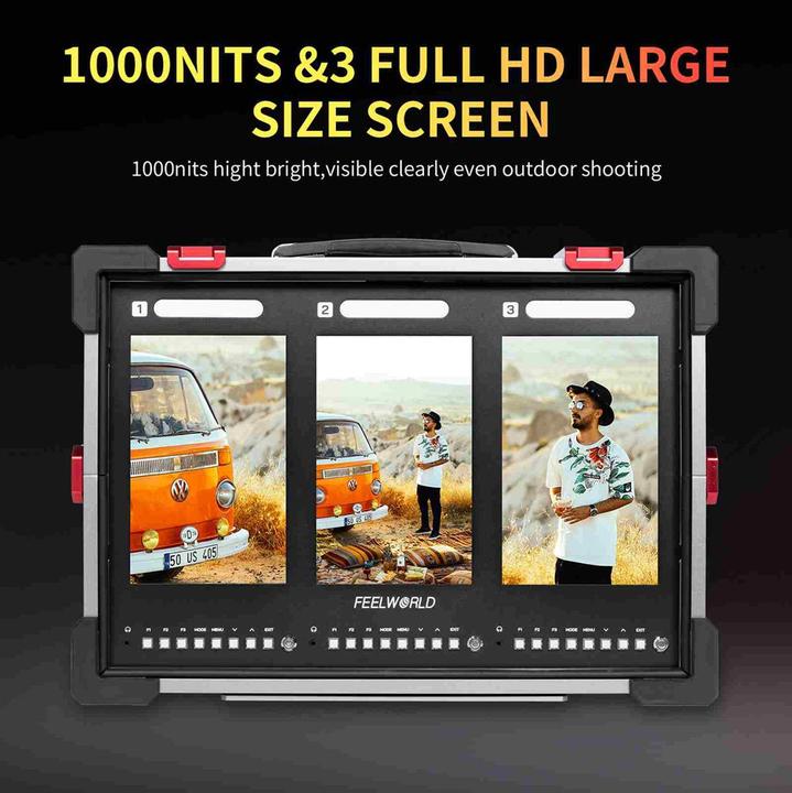 Actual product image Feelworld PS101 Triple 10.1 inch Vertical Display Monitor (10.10")