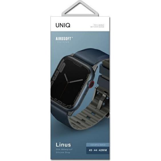 Thumbnail - Uniq pasek Linus Apple Watch Series 4/5/6/7/8/SE/SE2/Ultra 42/44/45mm. Airosoft Silicone niebieski/n (42 mm, 44 mm, 45 m...