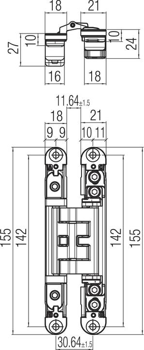 Produktbild Krona Koblenz Türband K2460, 155 x 18/21 x 10 mm, Zamak verchromt matt