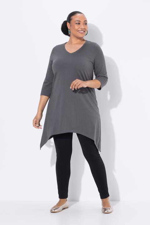 Produktbild Ulla Popken Longshirt, Zipfelsaum, A-Linie, V-Ausschnitt, 3/4-Arm (50, 52)