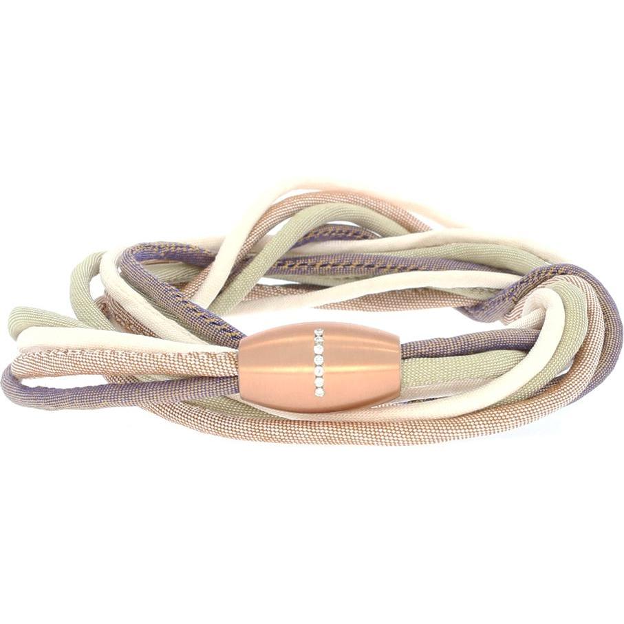 Xen, Armschmuck, Seidenarmband braun/crème/grün mit 7 Brillanten Magnetverschluss Längen zur Wahl, (59 cm, Edelstahl)