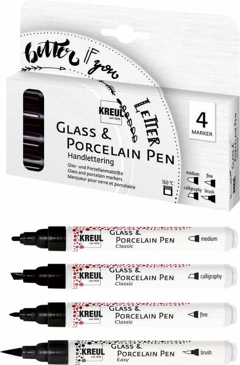 Immagine prodotto Kreul Penna in vetro e porcellana (Nero, 4 mm, 4 x)