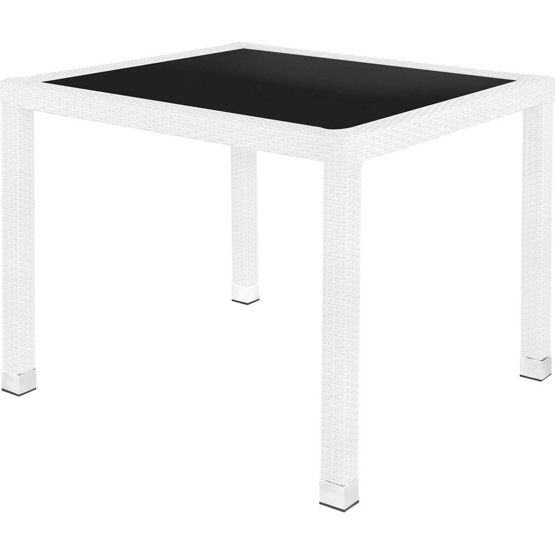 BigBuy, Gartentisch + Balkontisch, Esstisch Marlene Aluminium Kristall Rattan Verre trempé 90 x 90 x 76 cm (90 cm)