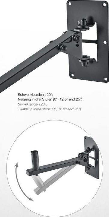 Actual product image K&M 24169 Box wall bracket (Wall installation, Tiltable, Pivoting)