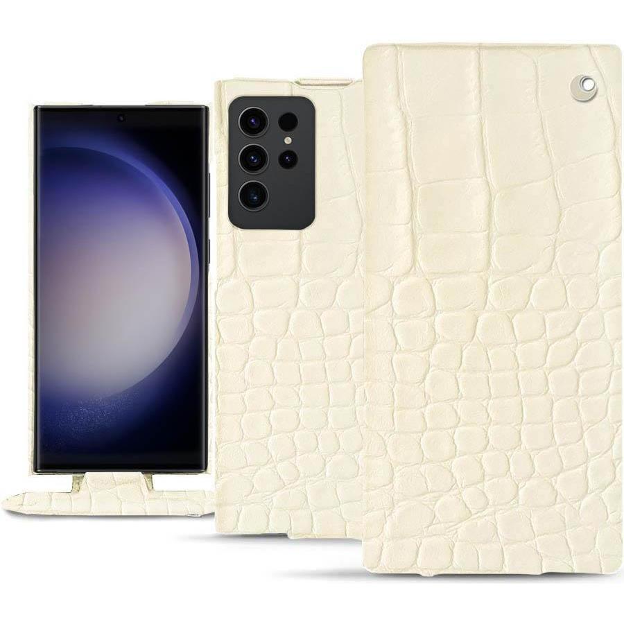 Noreve Lederschutzhülle vertikal (Samsung Galaxy S23 Ultra), Smartphone Hülle, Beige