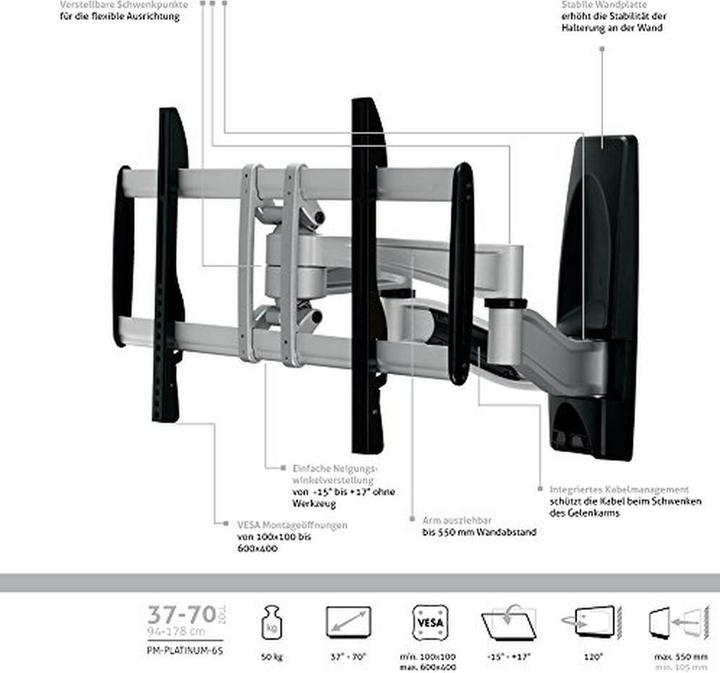 Produktbild PureMounts PM-PLATINUM-65 (Wand, 65", 30 kg)
