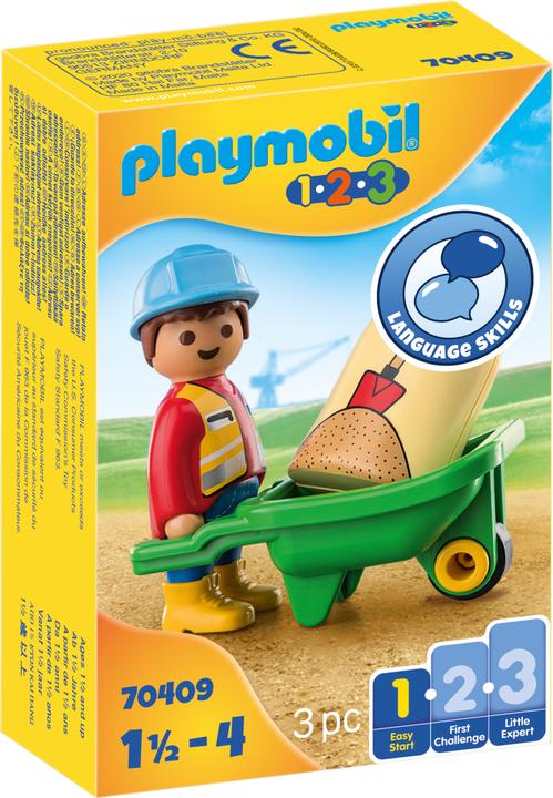 Produktbild Playmobil Bauarbeiter mit Schubkarre (70409, Playmobil 1.2.3)