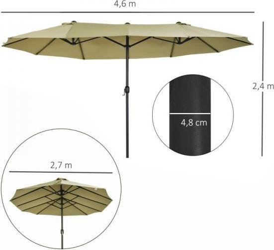Produktbild Outsunny Marktschirm mit Handkurbel (2.70 m)