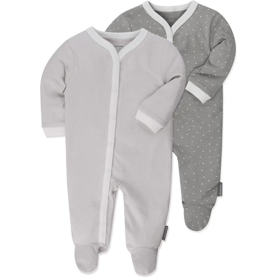 La Loona, Pyjama, LaLoona Baby-Schlafanzüge Schlafanzug 2er Pack Strampler Pyjama Einteiler - Grau, Grau, (68)