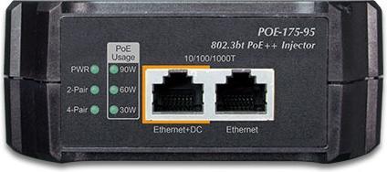 Actual product image Planet POE-175-95 - IEEE 802.3bt - 10/100/1000Base-T(X) - Cat6 - Black - 100 - 240 V