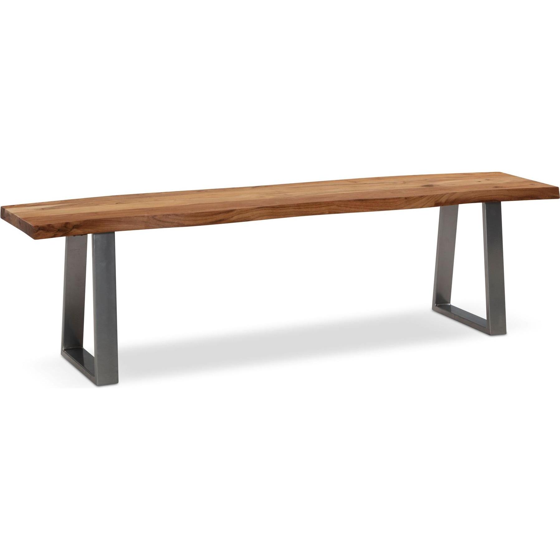 FineBuy, Sitzbank, Esszimmerbank Sitzbank Akazie Massivholz 180 cm Essbank Baumkante Chrom (180 cm)