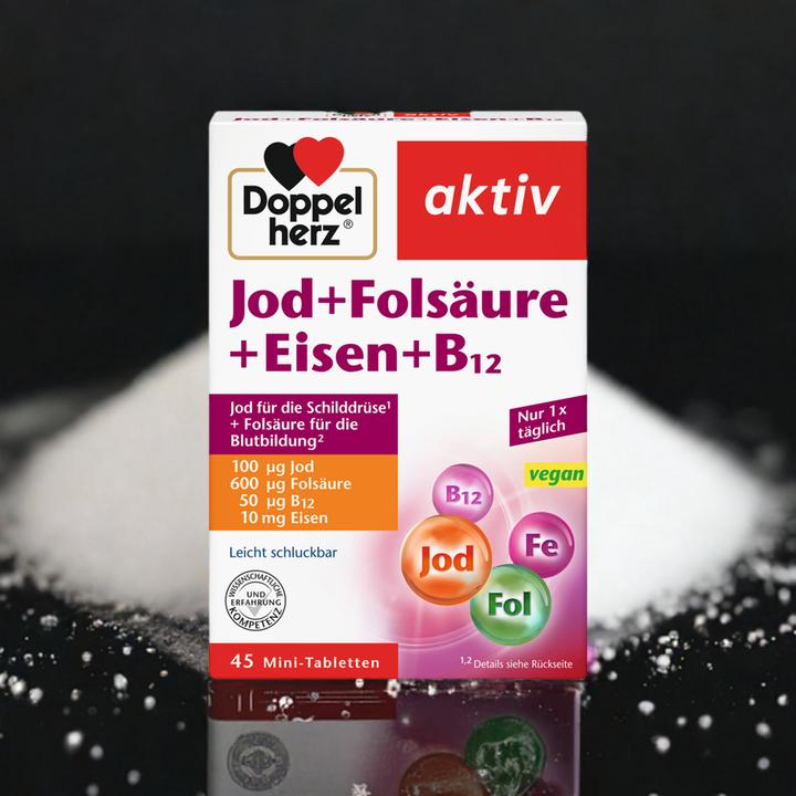 Produktbild Queisser Pharma DOPPELHERZ JOD+FOL+EIS+B12 (45 Stk., Tabletten, 20.40 g)