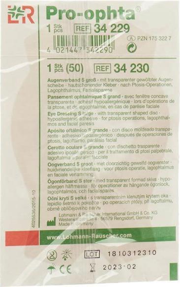 Produktbild Pro Ophta S Augenverband L durchsichtig (50 x)