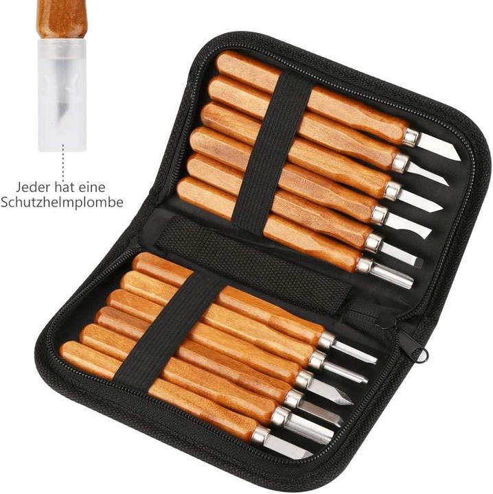 Produktbild Hospaop 12-teiliges Holz-Schnitzwerkzeug-Set mit Schleifstein