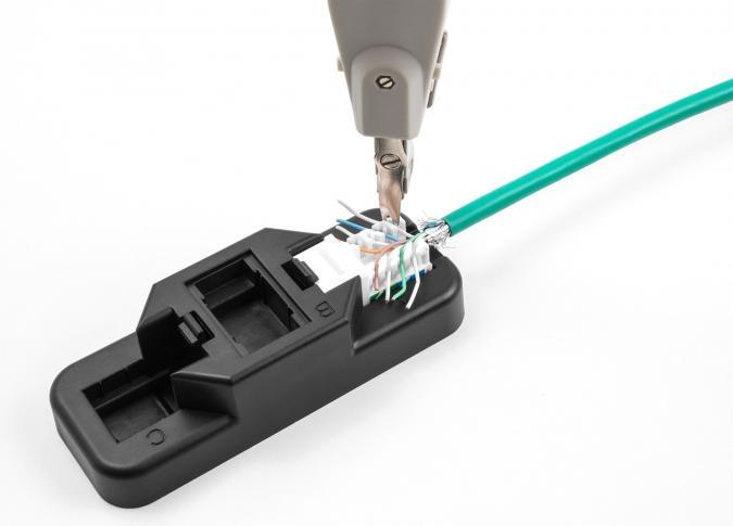 Image du produit Delock Kit Keystone LSA avec support de pose RJ45 / RJ11 Cat.6 noir (Support de module Keystone)