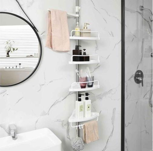 Actual product image Songmics Telescopic shower shelf BCB02SW white 25.0 x 35.0 x 85.0 - 300.5 cm