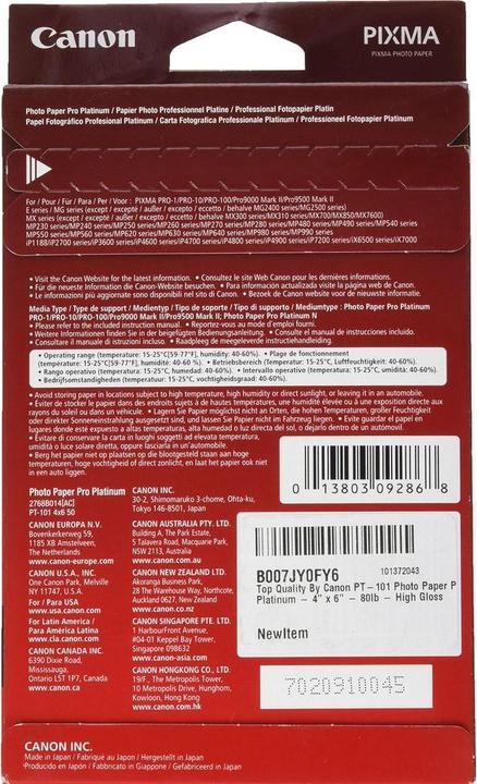 Produktbild Canon PT-101 Pro Platinum (300 g/m², 10 x 15 cm, 50 x)