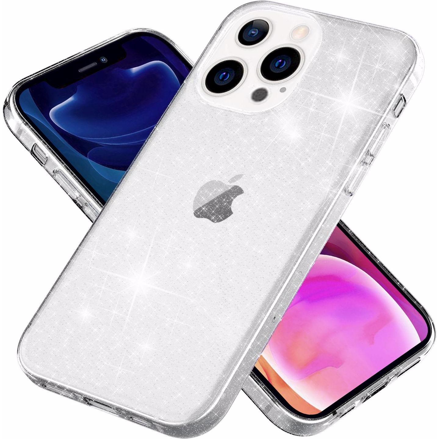 Thumbnail - Nalia Klare Glitzer Silikon Handyhülle (Apple iPhone 13 Pro Max), Smartphone Hülle, Transparent