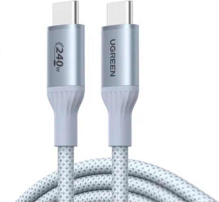 Produktbild Ugreen USB-C to USB-C PD fast charging cable 240W, 1m – Silver/White (1 m, 240 W)