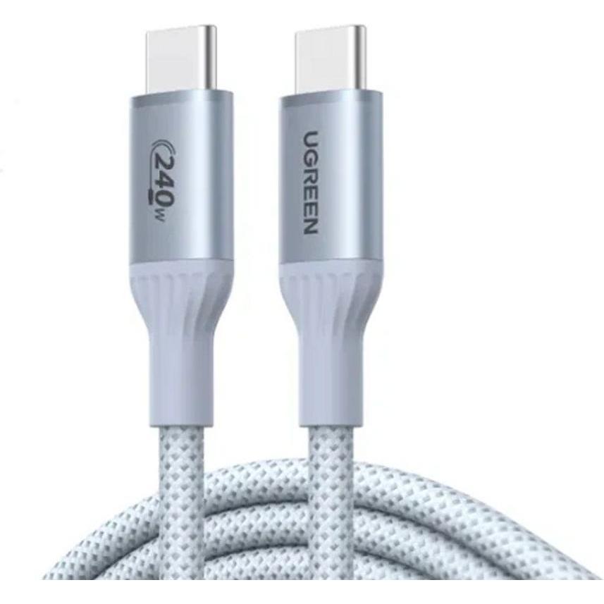 Ugreen USB-C to USB-C PD fast charging cable 240W, 1m – Silver/White (1 m, 240 W), Cavo USB