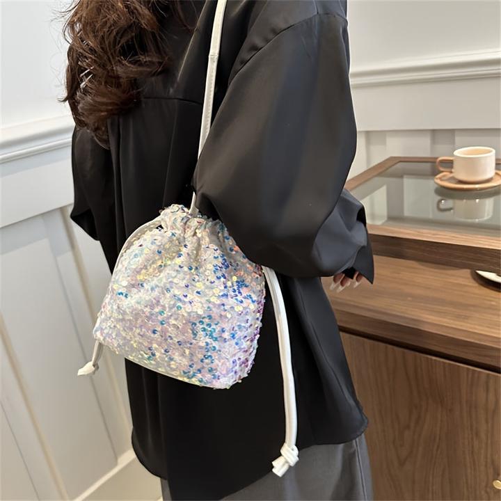 Image du produit Only-Bags.Store Sparkle multicolore paillettes sac seau léger, élégant rue banlieue style doux